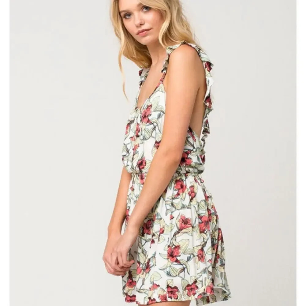 Free People Women's Dear You Floral Lilly Ruffle Strap Mini Dress Size Small - Picture 3 of 6